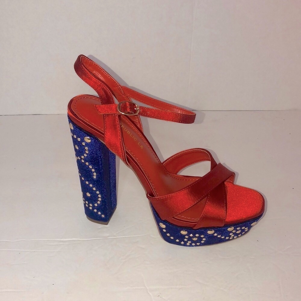Orange Studded Heels - Picture 1 of 8